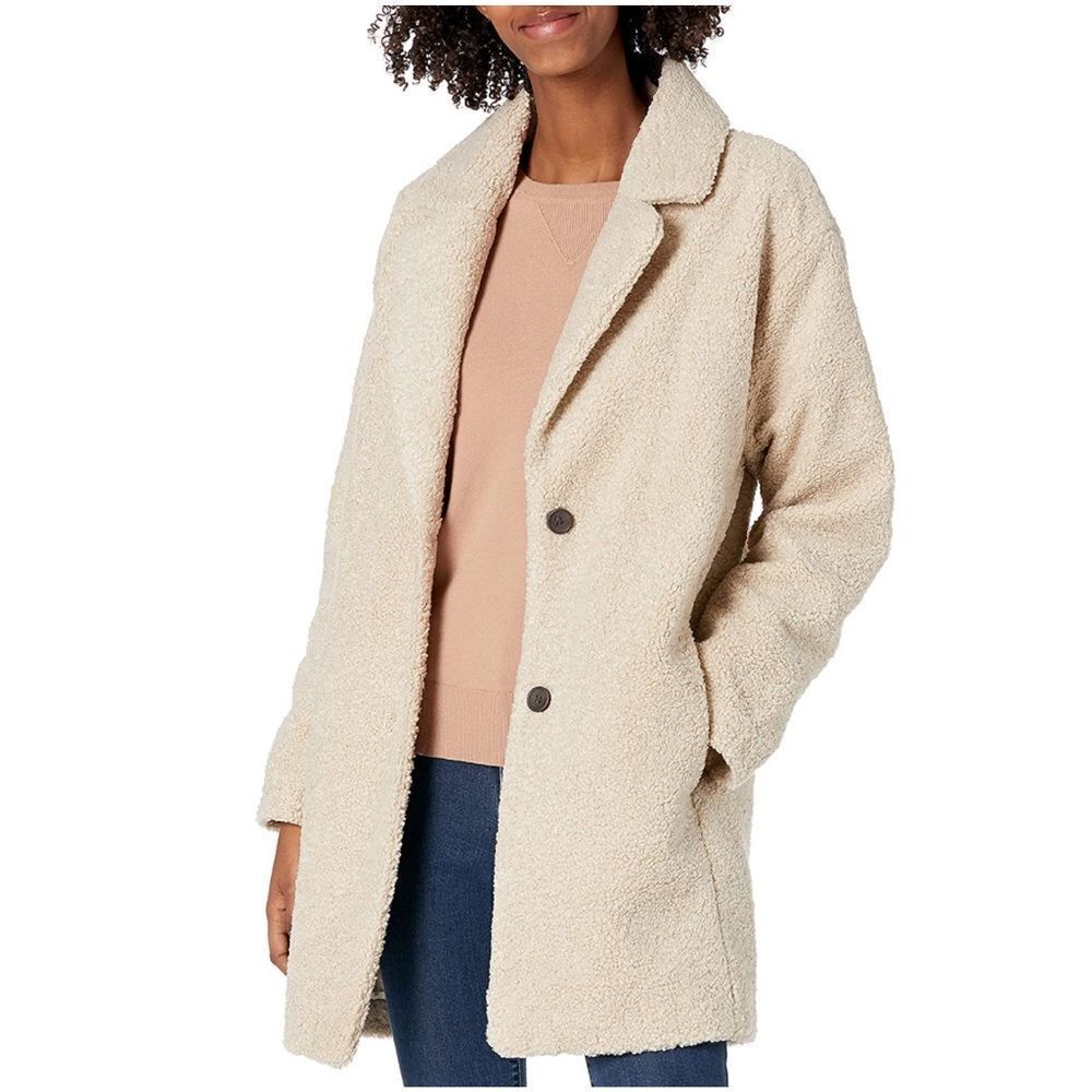 Daily Ritual Women's Teddy Bear Fleece Oversized-Fit Lapel Jacket